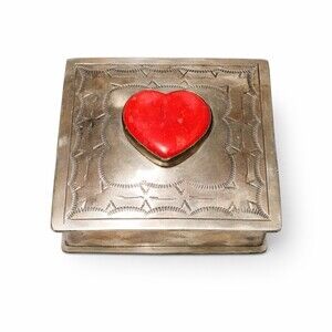 J Alexander Navajo Hand Made German Silver Keepsake Footed Box